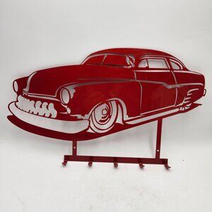 1949 1950 1951 Chopped Merc Red Wall Key Holder Metal Art Automotive Decor